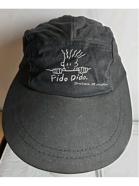 Vintage 80s Fido Dido 5 Panel Snapback Adjustable Hat 7UP Mascot 1985 Black